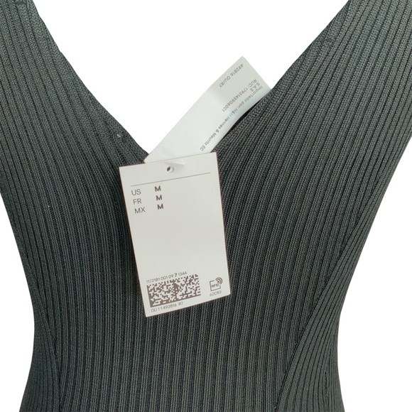 H&M Divided NWT Black Ribbed  V Neck Strappy  Bodycon Sheath Dress SZ M - Picture 6 of 9